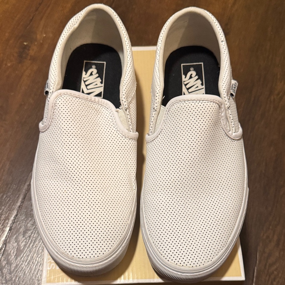 Vans Men's Perforated White Slip-On Sneakers